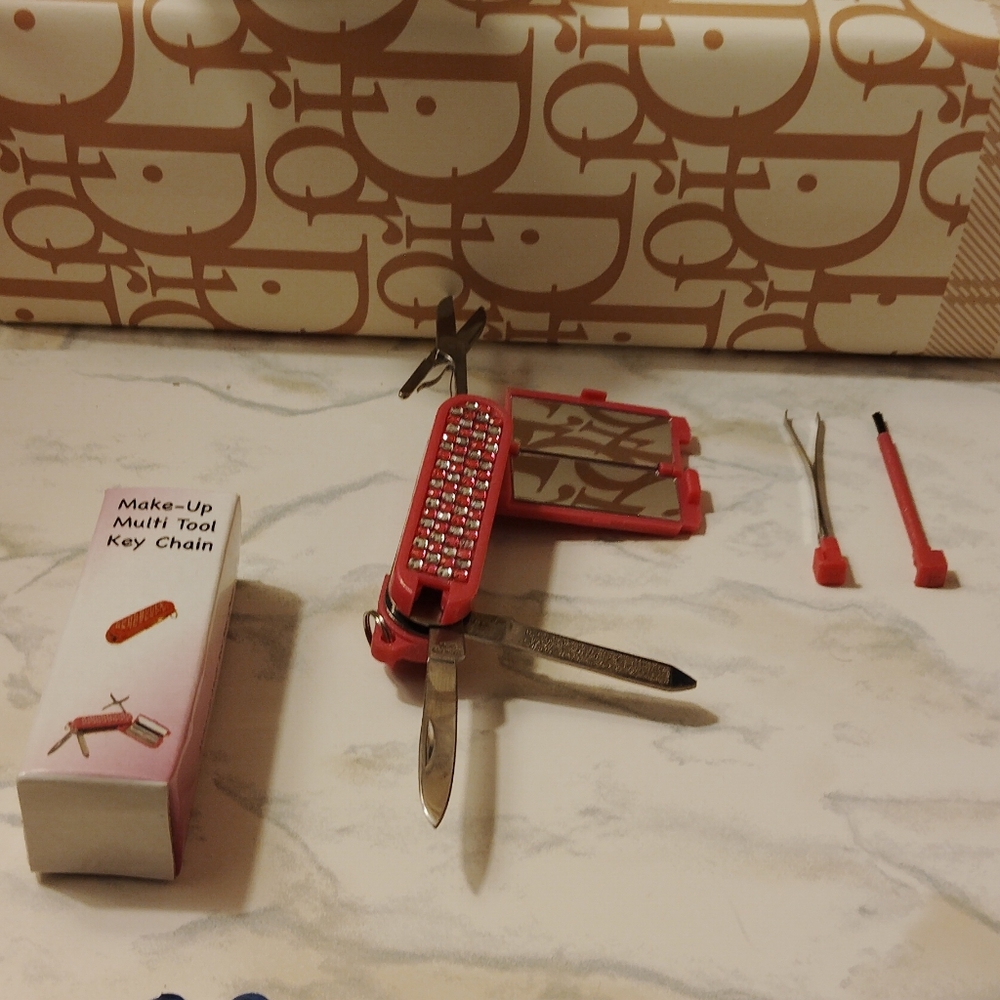 Red Multi-Tool Keychain with Rhinestones - Picture 6 of 6